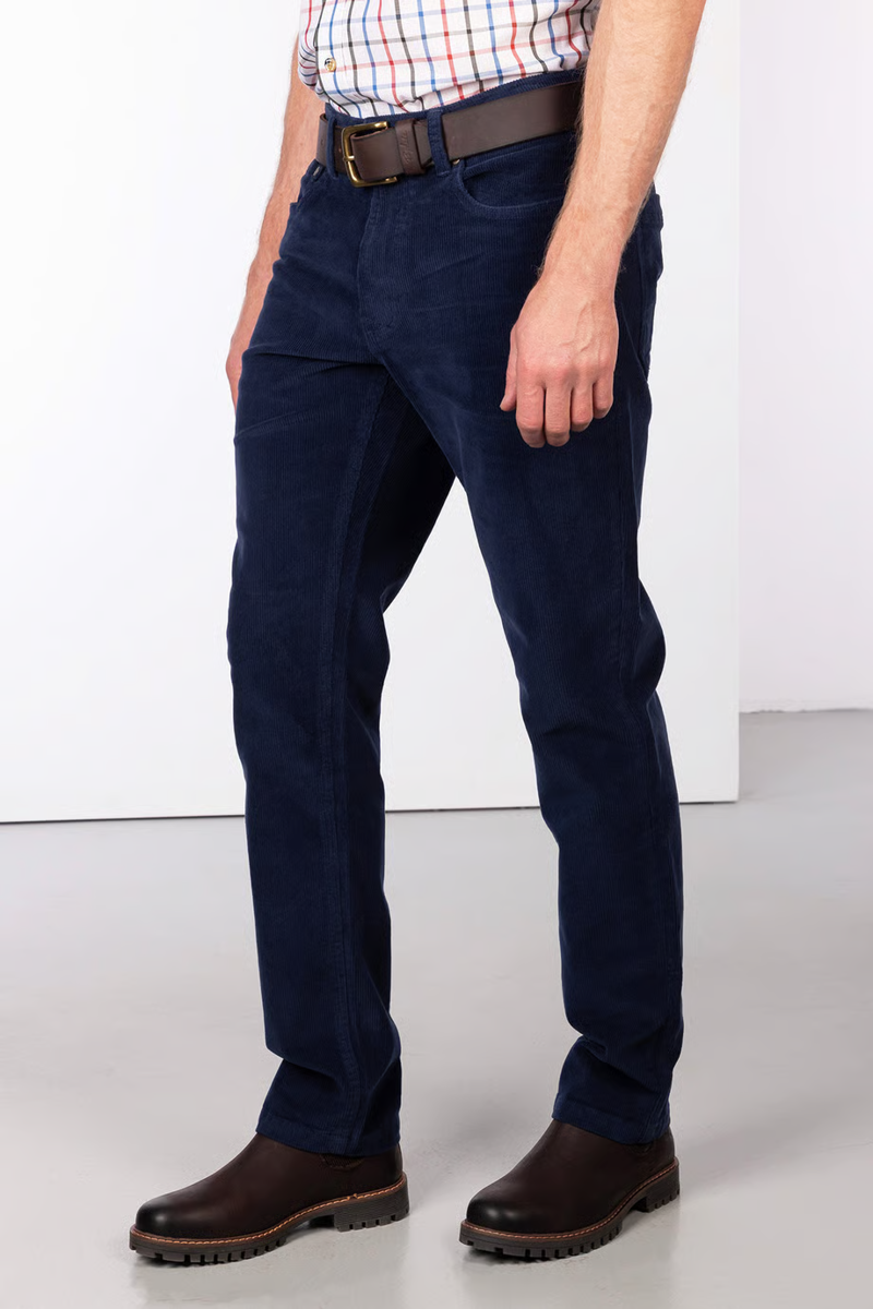 Rydale Men's Straight Leg Corduroy Trousers - Rupert - Navy-3