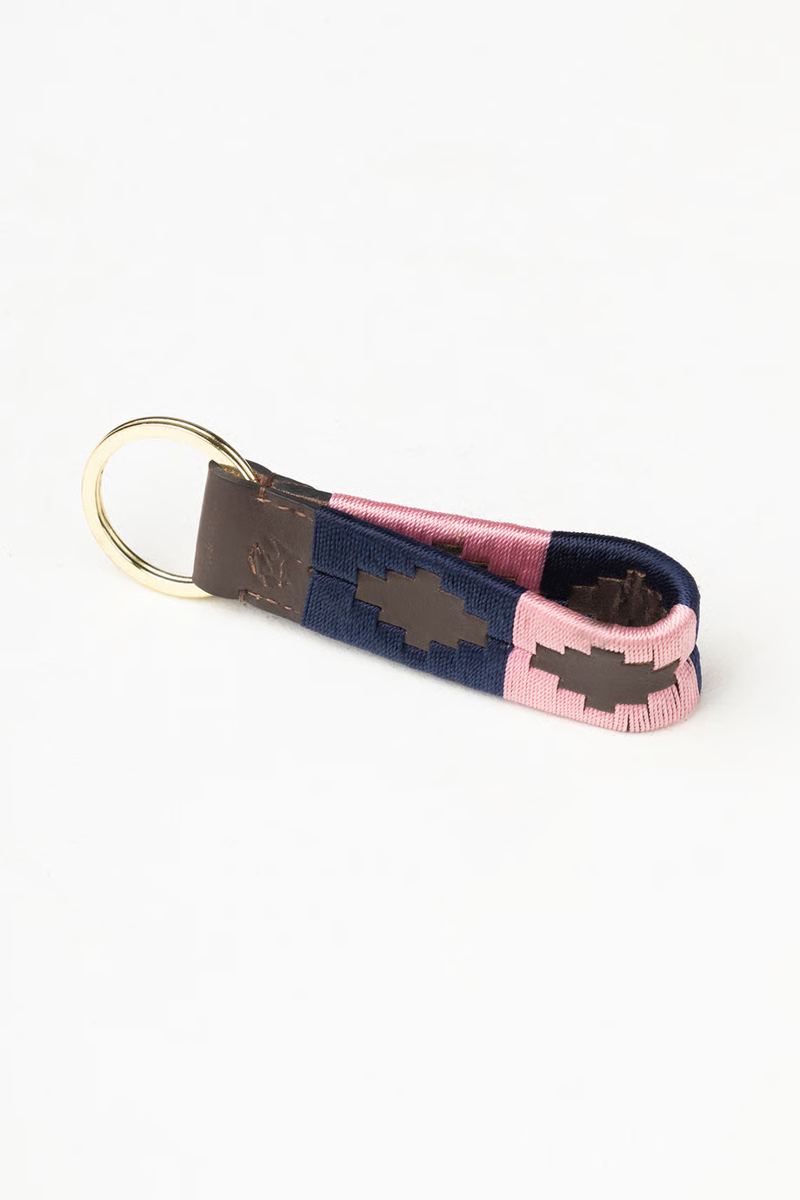 Rydale Leather Loop Askwith Polo Keyring - Brown/Navy/Sorbet