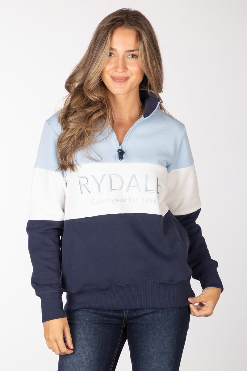 Rydale Byland Ladies Snaffle Sweatshirt - Navy/White/Soft Blue