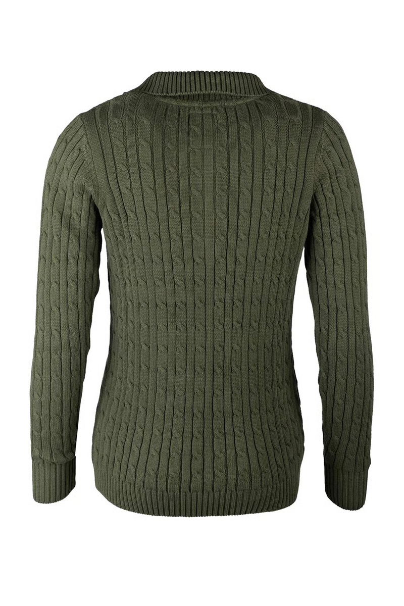 Rydale Ladies Emma Quarter Zip Cable Knit Jumper - Khaki-2