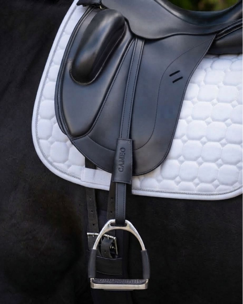 Cameo Competition Dressage Mono Stirrup Leathers - Black-1