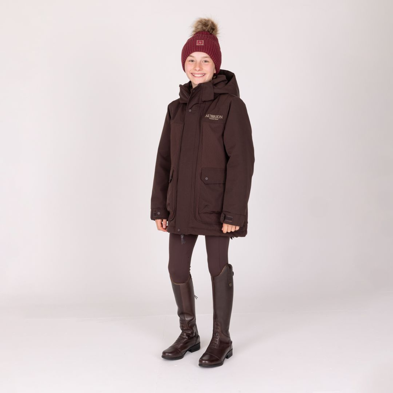 Shires Aubrion Equestrian Winter Coat Young Rider - Espresso-1