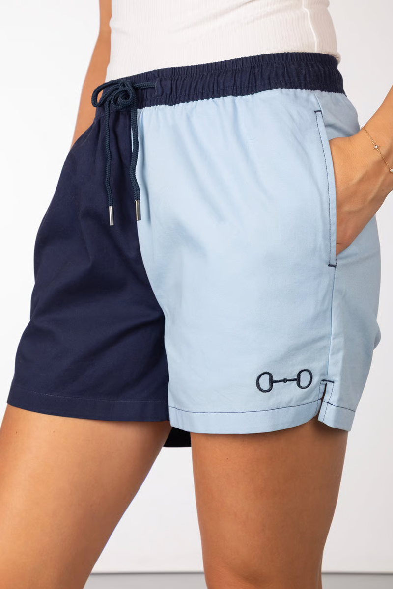Rydale Kirby Ladies Snaffle Cotton Shorts - Navy/Soft Blue-3