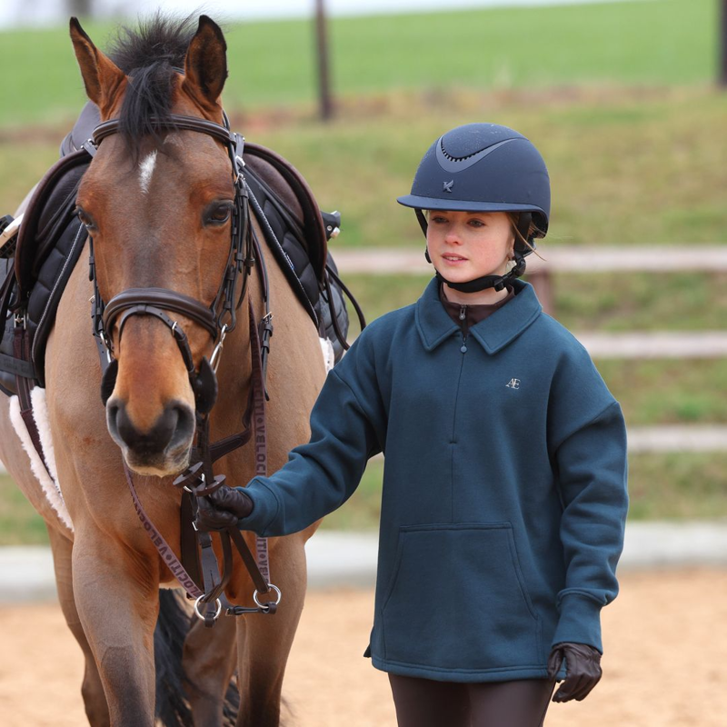 Shires Aubrion Equestrian Quarter Zip Sweater Young Rider - Estate Blue-1