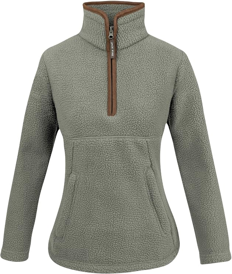 Jack Pyke Ladies Half Zip Sherpa Fleece Pullover - Sage
