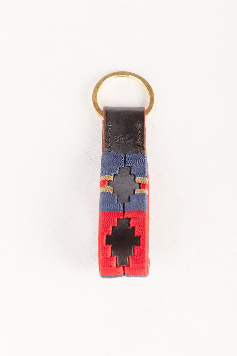 Rydale Askwith Leather Loop Polo Keyring - Navy/Red/Gold/Red-1