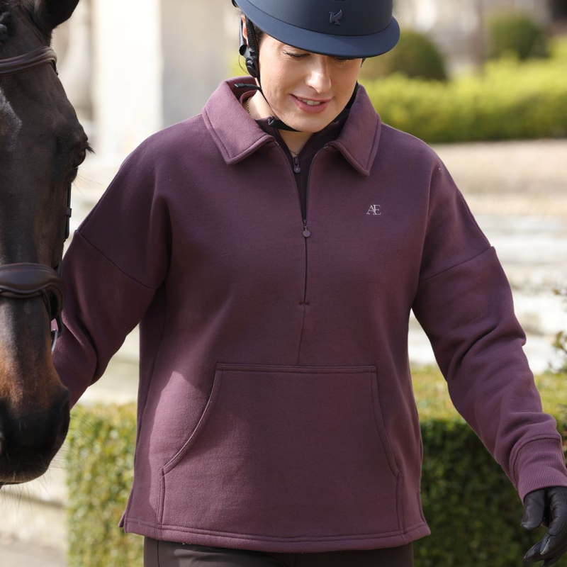 Shires Aubrion Equestrian Quarter Zip Sweater - Thistle-3