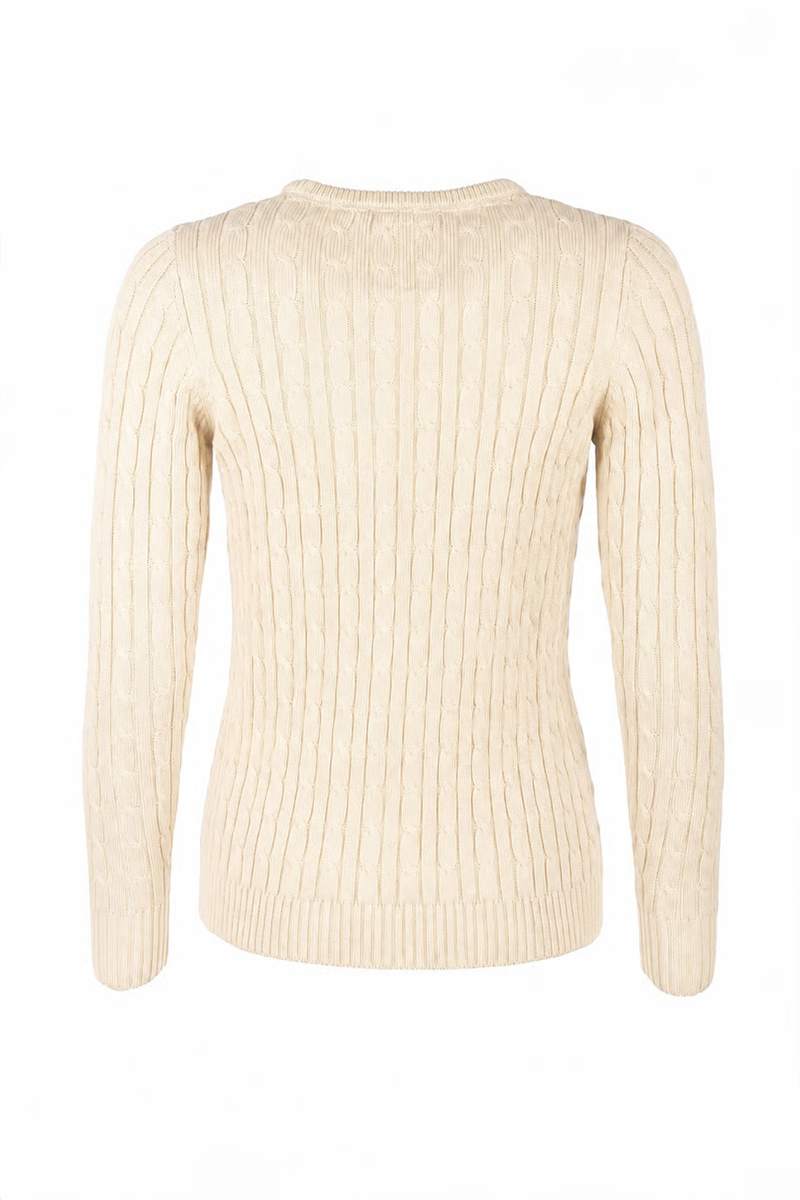 Rydale Emma Ladies Crew Neck Cable Knit Jumper - Beige-1
