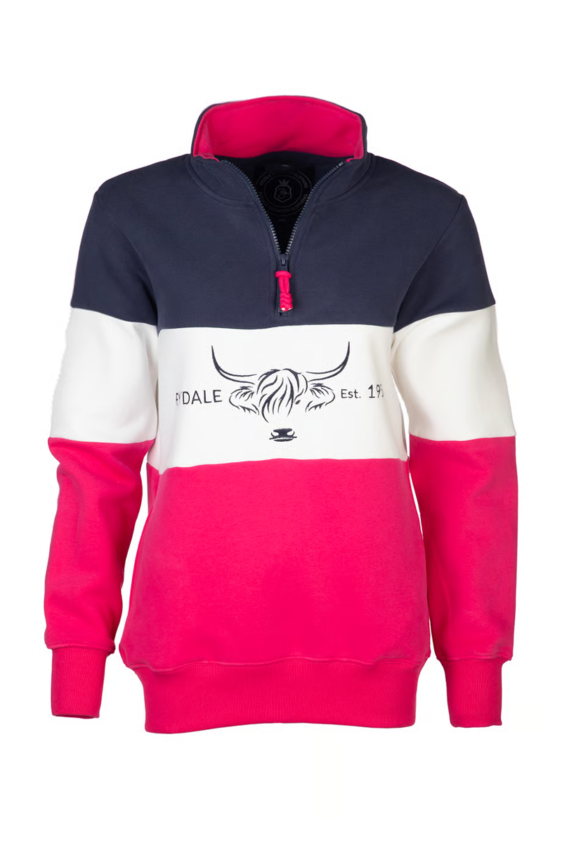 Rydale Ladies Byland Sweatshirt - Cow Navy/White/Bonbon