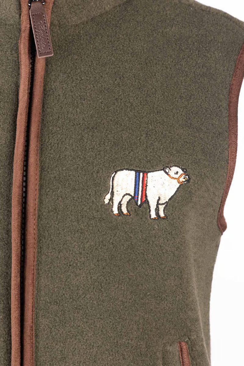 Rydale Junior Huggate Fleece Waistcoat - Khaki Champion Bull-2