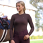 Shires Aubrion Equestrian Ribbed Long Sleeve Top - Espresso
