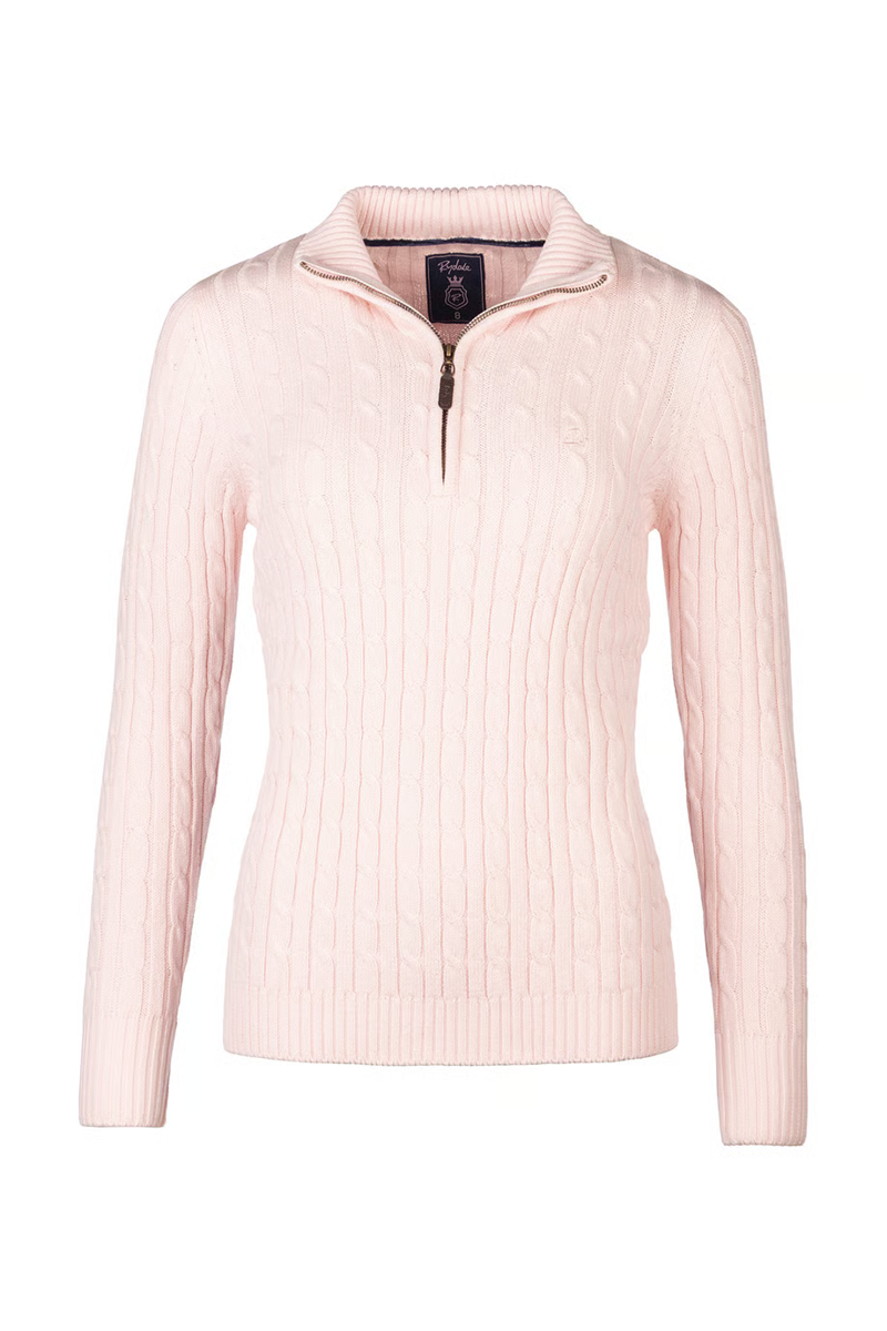 Rydale Ladies Emma Quarter Zip Cable Knit Jumper - Perfect Pink-4
