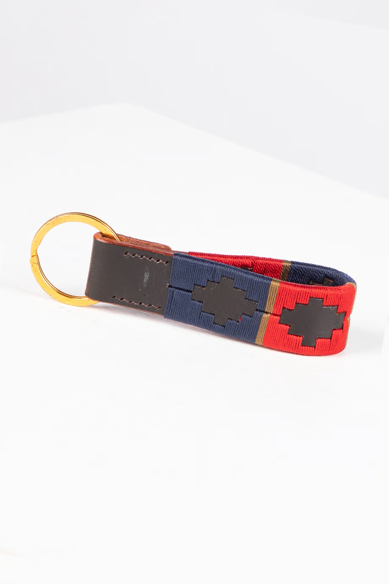 Rydale Askwith Leather Loop Polo Keyring - Navy/Red/Gold