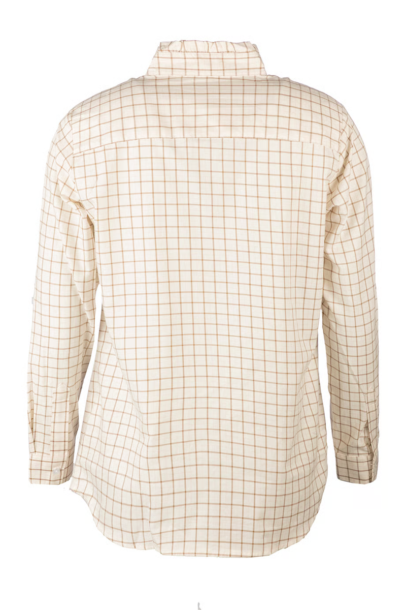Rydale Ladies Ellie Hannah Overhead Ruffled Shirt - Mocha-1