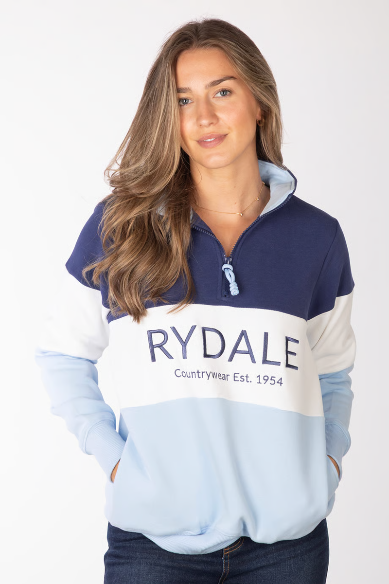 Rydale Ladies Byland Sweatshirt - Rydale Soft Blue/White/Denim