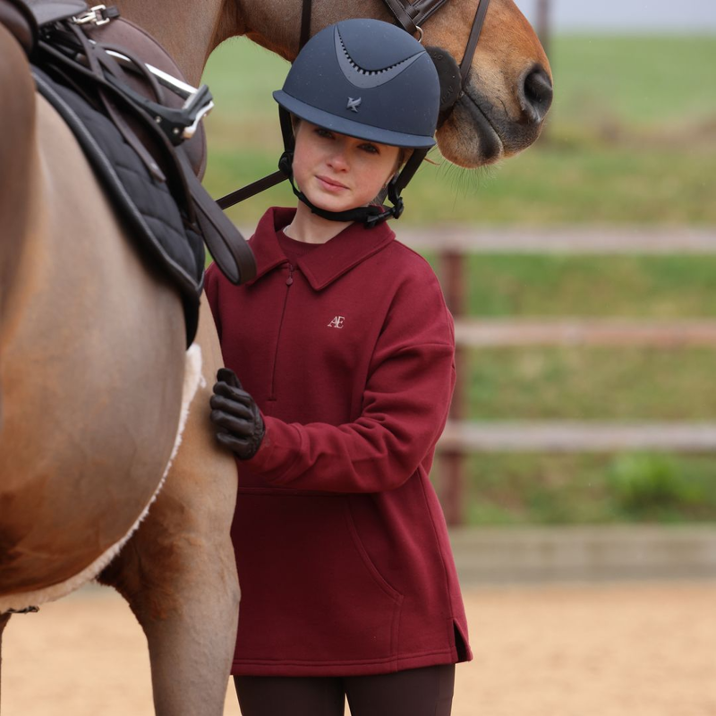 Shires Aubrion Equestrian Quarter Zip Sweater Young Rider - Port-1