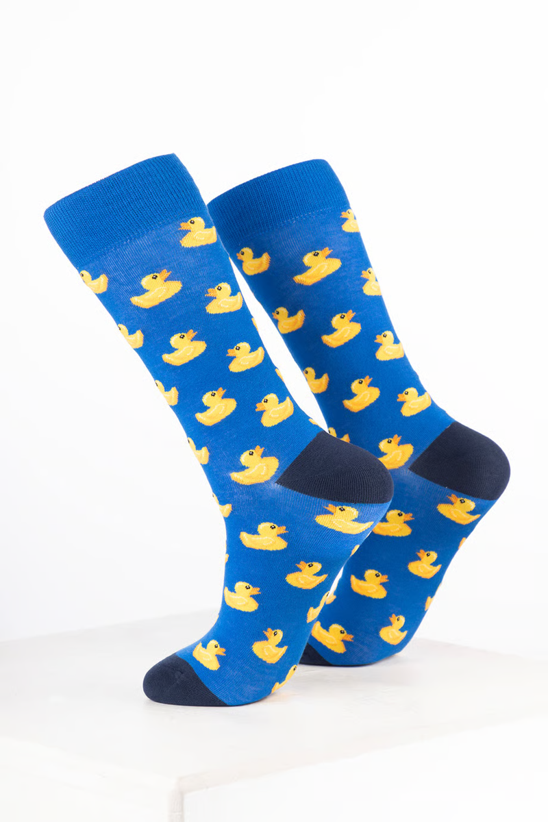 Rydale Men's Bamboo Bird Ankle Socks Pack of 10 - Rubber Duck Blue-1