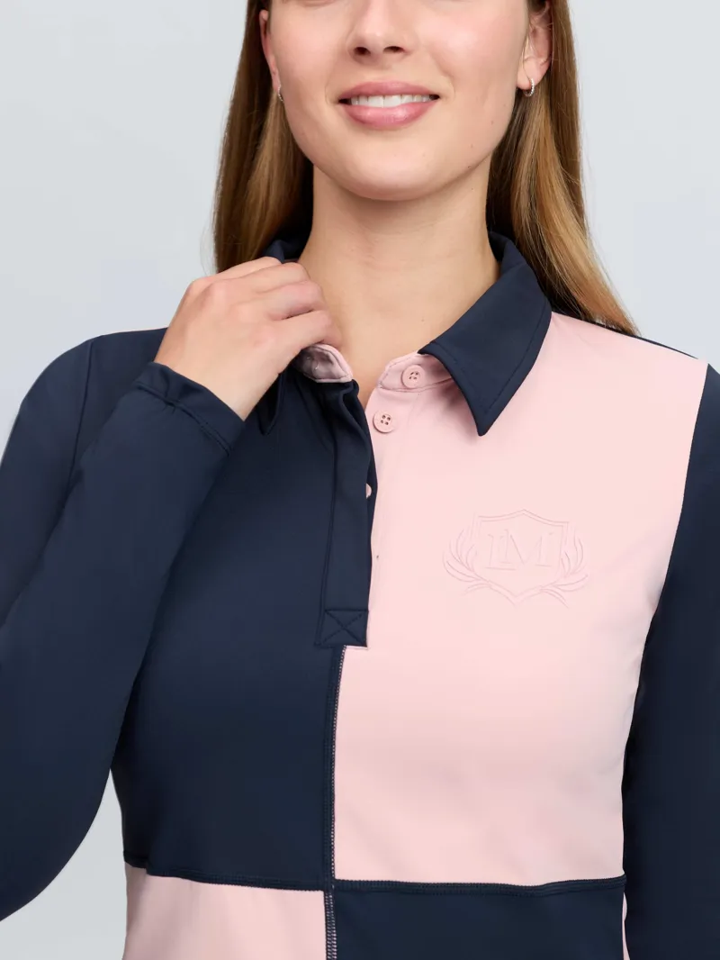 LeMieux Harlequin Rugby Shirt Base Layer - Petal/Navy-2