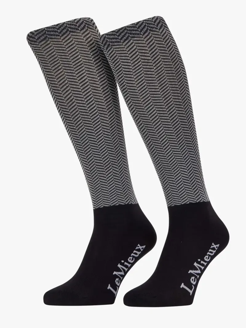 LeMieux Aspen Herringbone Sock - Black-1