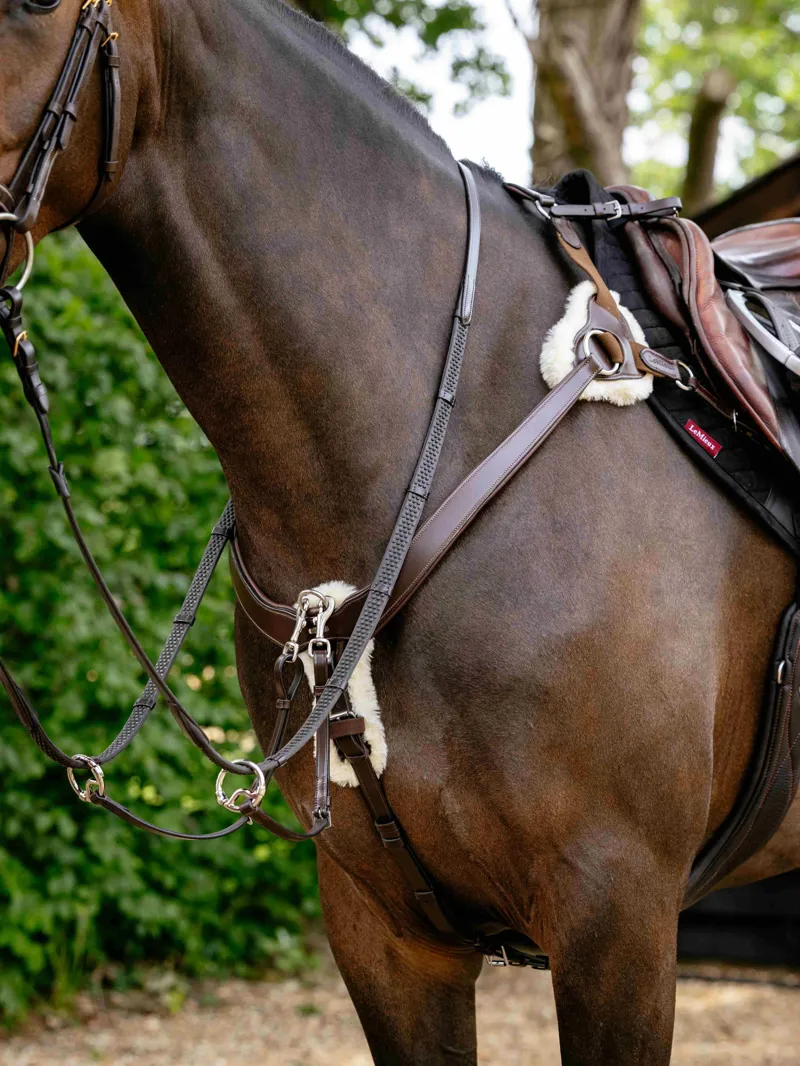 LeMieux Kudos 5 Point Bridge Breastplate - Havana-2