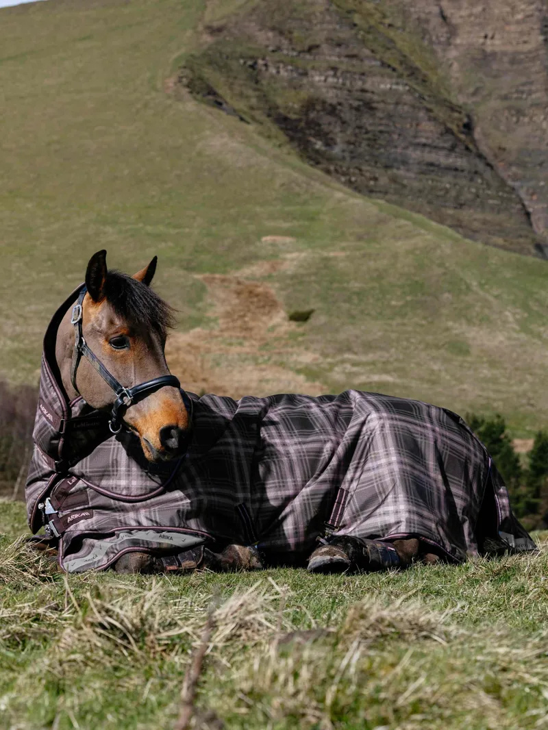 LeMieux Arika 200g Heritage Check Turnout Rug - Cocoa-3