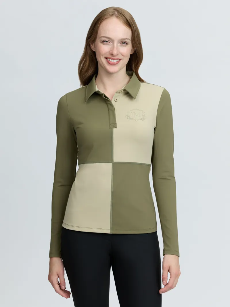 LeMieux Harlequin Rugby Shirt Base Layer - Willow/Pear