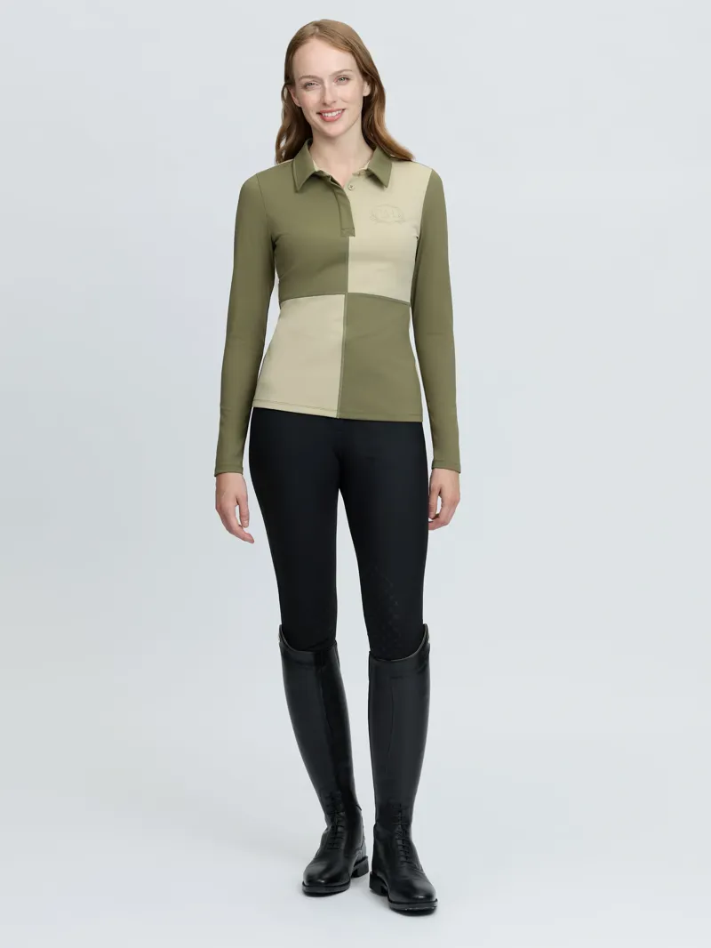 LeMieux Harlequin Rugby Shirt Base Layer - Willow/Pear-1