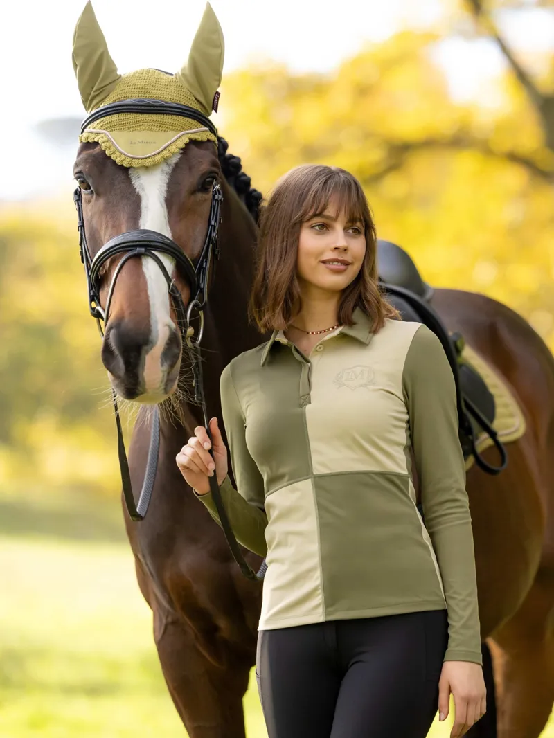 LeMieux Harlequin Rugby Shirt Base Layer - Willow/Pear-4