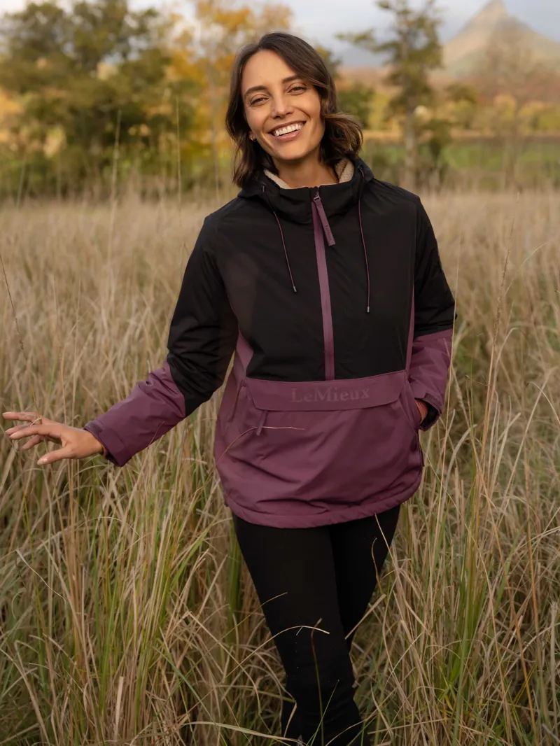 LeMieux Phoebe Half Zip Waterproof Anorak - Black/Bramble-6