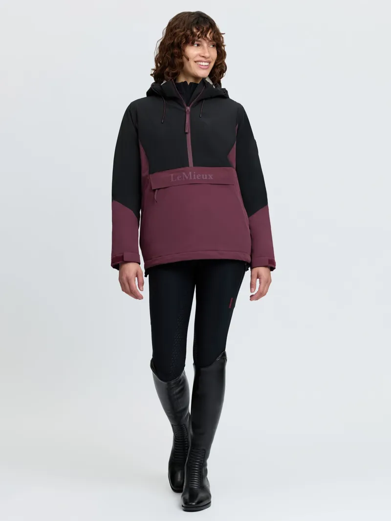 LeMieux Phoebe Half Zip Waterproof Anorak - Black/Bramble-1