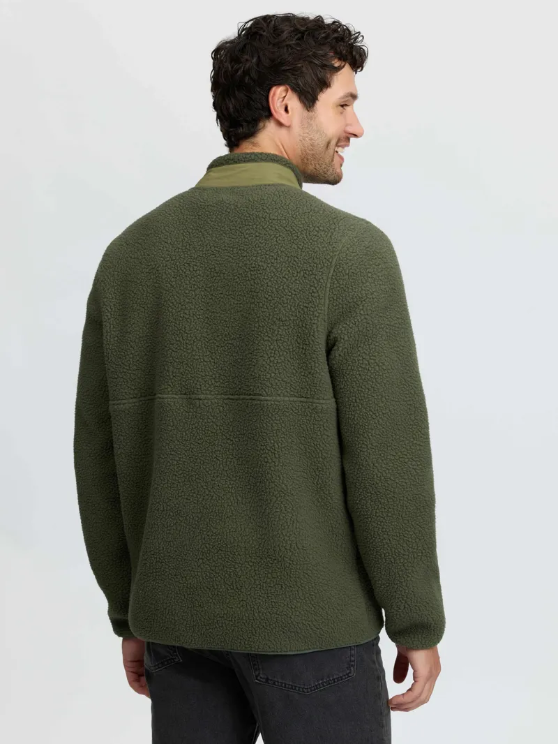 LeMieux Mens Borg Half Zip Sweat - Olive-2