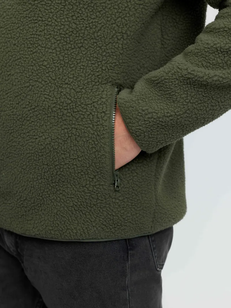 LeMieux Mens Borg Half Zip Sweat - Olive-5