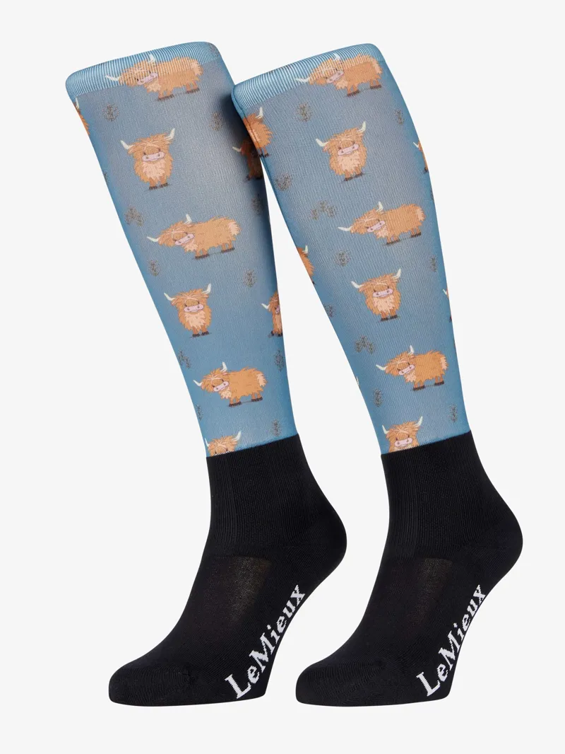 LeMieux Footsie Socks - Highland Cow/Aloe