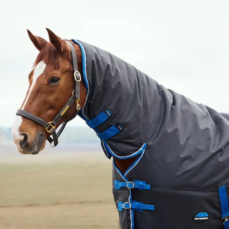 WeatherBeeta ComFiTec Tyro 220g Turnout Rug Combo Neck - Black/Cobalt -1