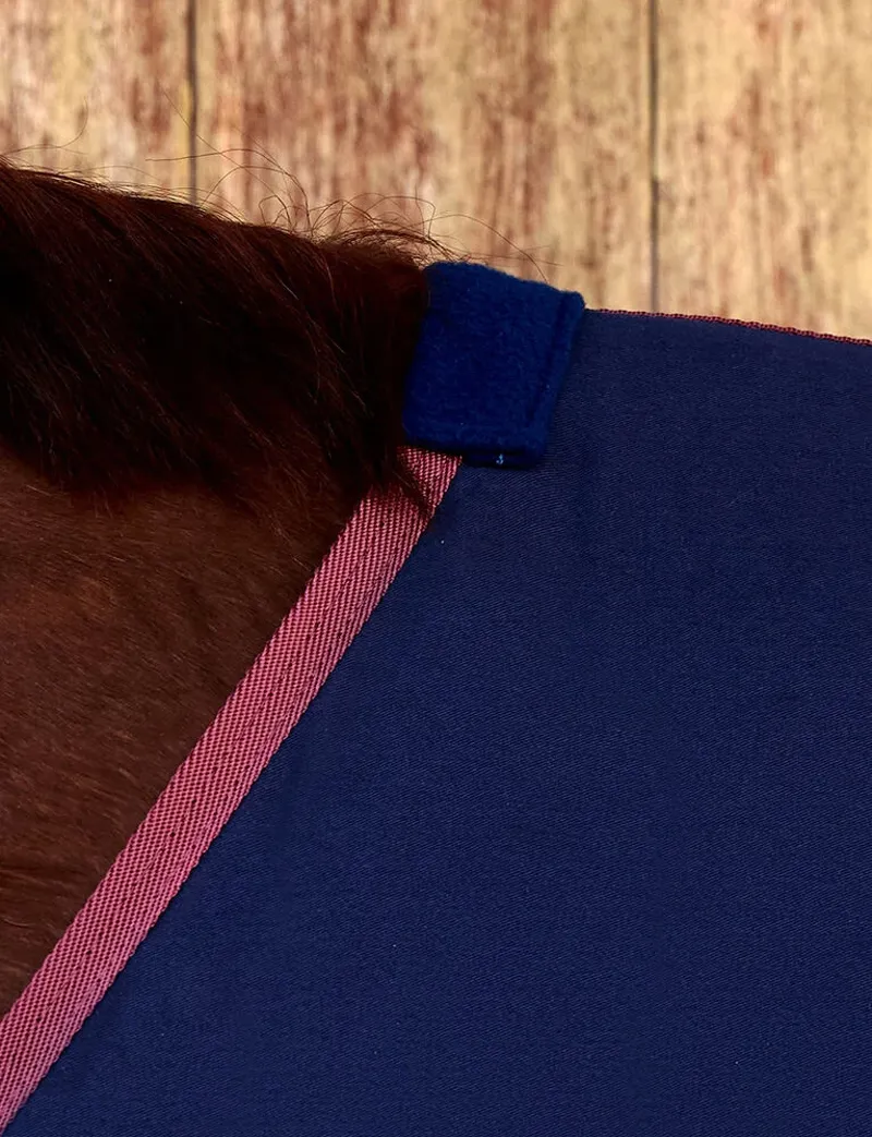 WeatherBeeta Cotton Sheet Standard Neck Rug - Navy/Burgundy -1