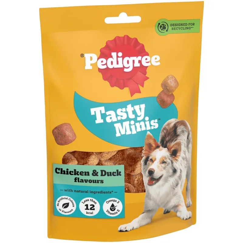 Pedigree Tasty Minis Chewy Chicken and Duck Dog Treats - 8 x 130g Packs