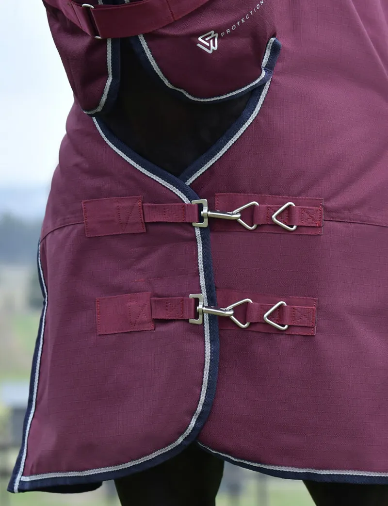 WeatherBeeta ComFiTec Essential 50g Turnout Combo Rug - Burgundy/Navy -1