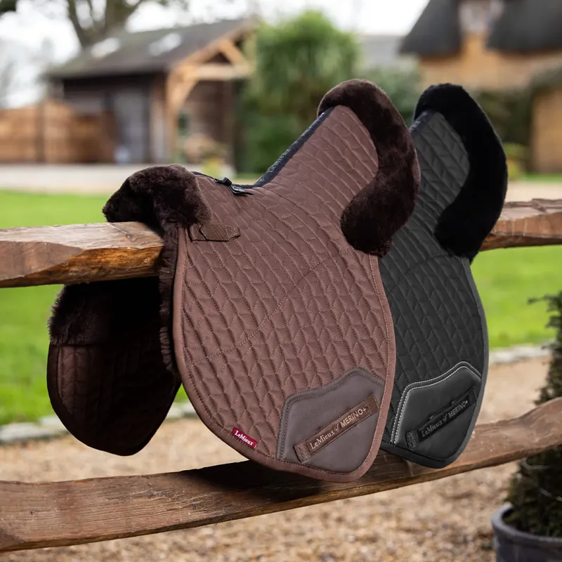 LeMieux Merino+ Half Lined Close Contact Numnah - Black/Black-1