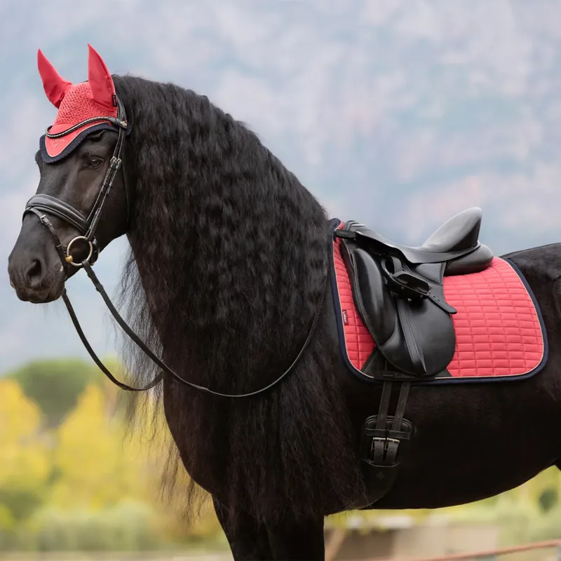 LeMieux Suede Dressage Square Saddle Pad - Cranberry-2