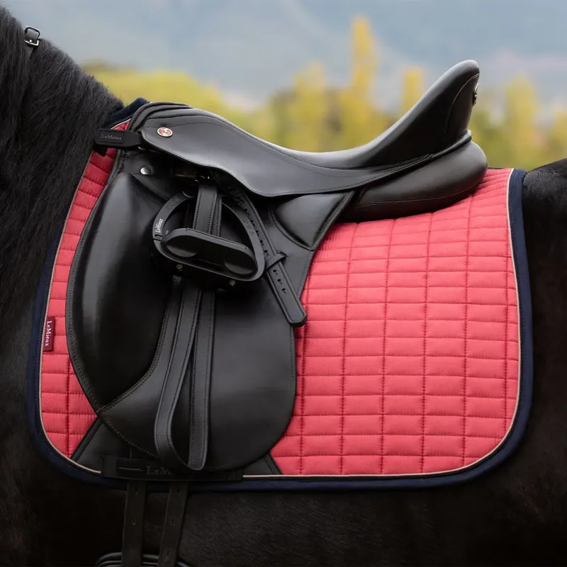 LeMieux Suede Dressage Square Saddle Pad - Cranberry-1