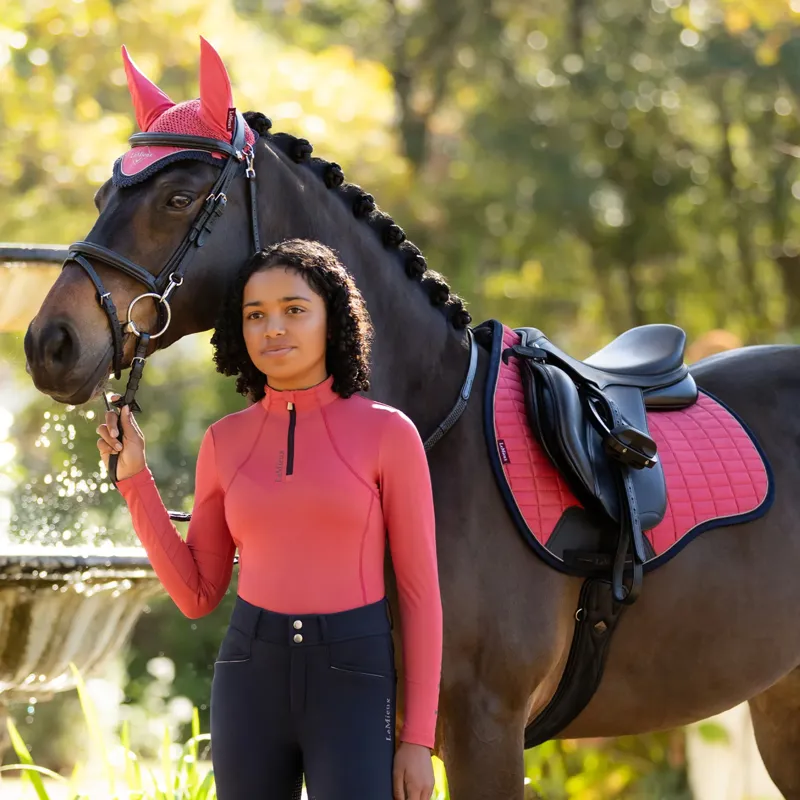 LeMieux Suede GP Square Saddle Pad - Cranberry-2