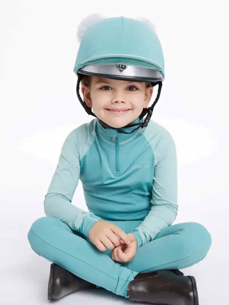 LeMieux Mini Double Pom Hat Silk - Lagoon-3