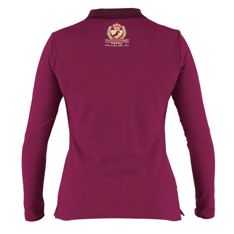 Shires Aubrion Team Long Sleeve Polo - Mulberry-1