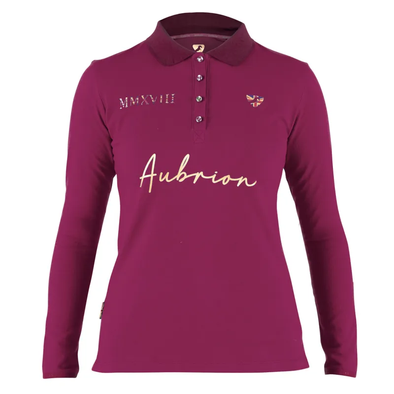 Shires Aubrion Team Long Sleeve Polo - Mulberry