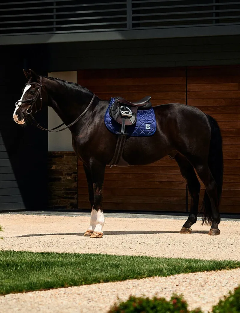 WeatherBeeta Satin Luxe Air-Tec Euro Jump Shaped Saddle Pad - Navy-1