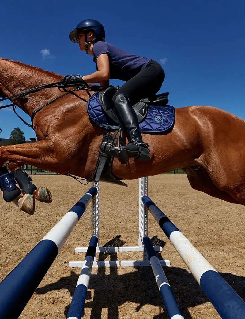 WeatherBeeta Satin Luxe Air-Tec Euro Jump Shaped Saddle Pad - Navy-2