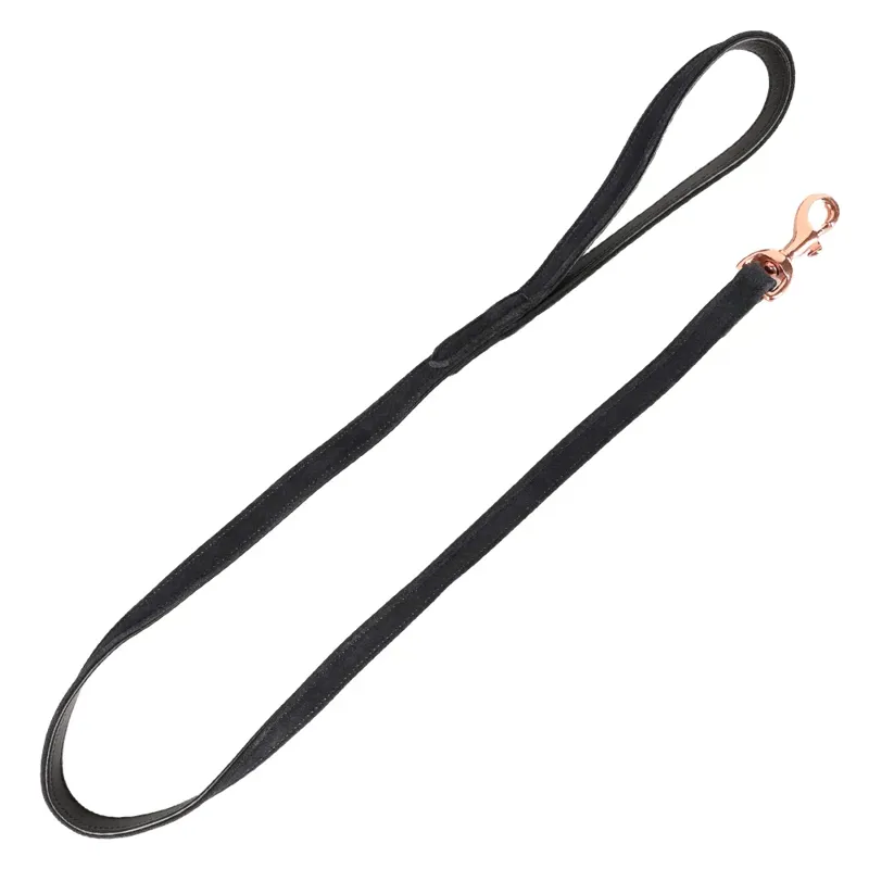 Benji and Flo Noble Suede Dog Lead - Navy/Rose Gold