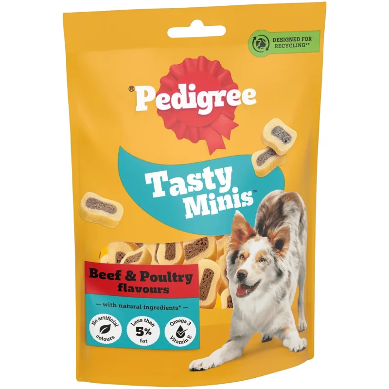 Pedigree Tasty Minis Chewy Beed and Poultry Dog Treats - 155g Pack