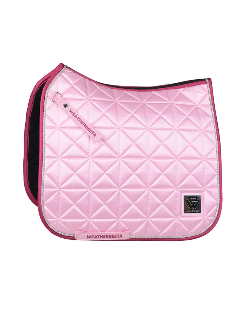 WeatherBeeta Satin Luxe Air-Tec Quilted Dressage Saddle Pad - Soft Pink