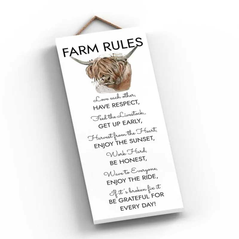 Elico Wooden Plaque - Farm Rules